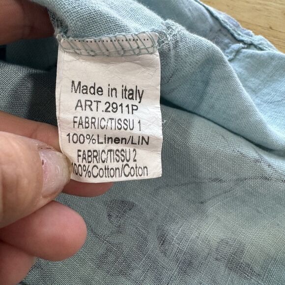 Lungo Larno Linen Top Size 2X Floral Woven Boho Lagenlook Coastal Beachy Blue - Picture 9 of 12